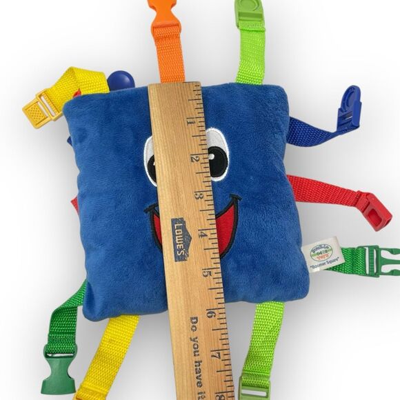Buckle Toys Boomer Square Plush Blue Smile Embroidered Toddler Baby Learning - Picture 7 of 7
